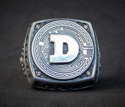 Exclusive #Dogecoin Ring / Women's Edition with 4 white Brilliants