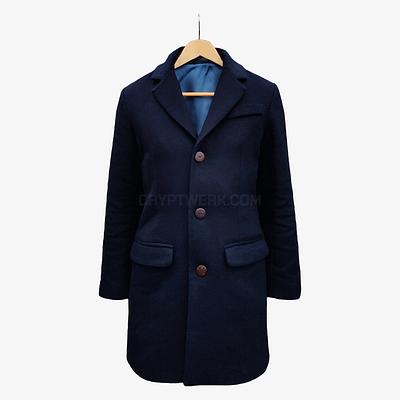 Overcoat Navy Blue Pure Wool