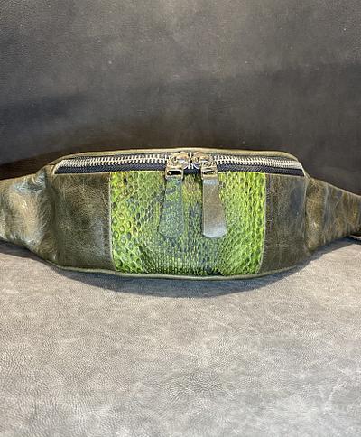 Python leather belt bag