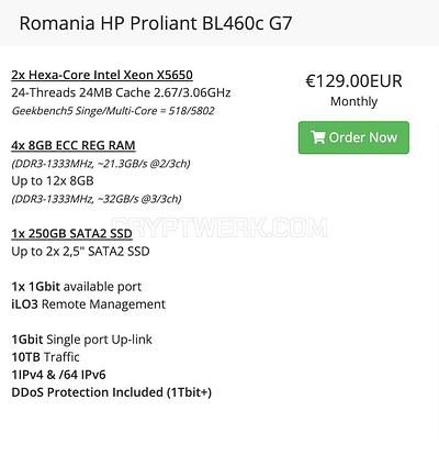 Romania HP Proliant BL460c G7